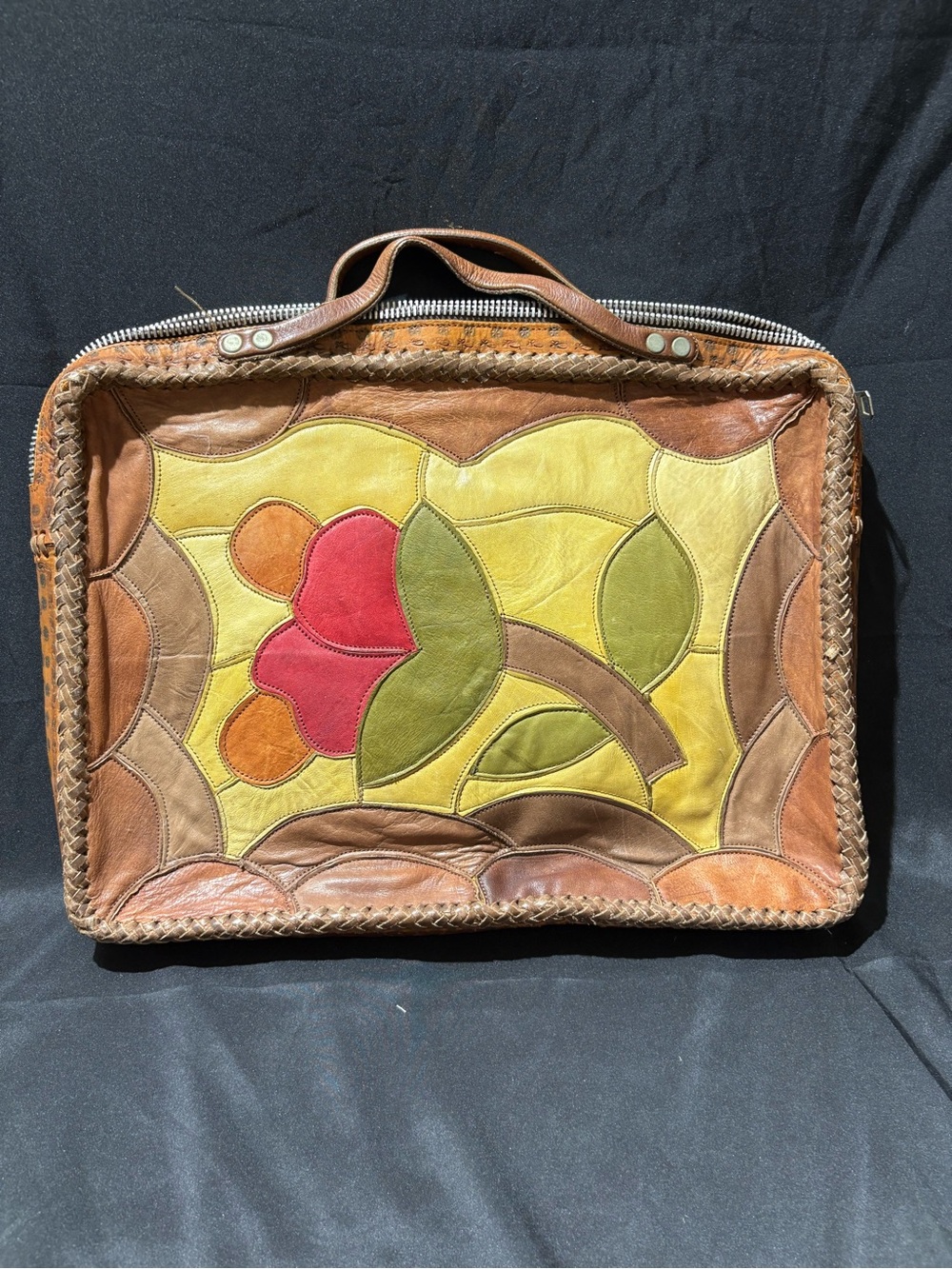 The Sak Patchwork Floral Leather Laptop Bag - Yellow, Red, Green, Brown